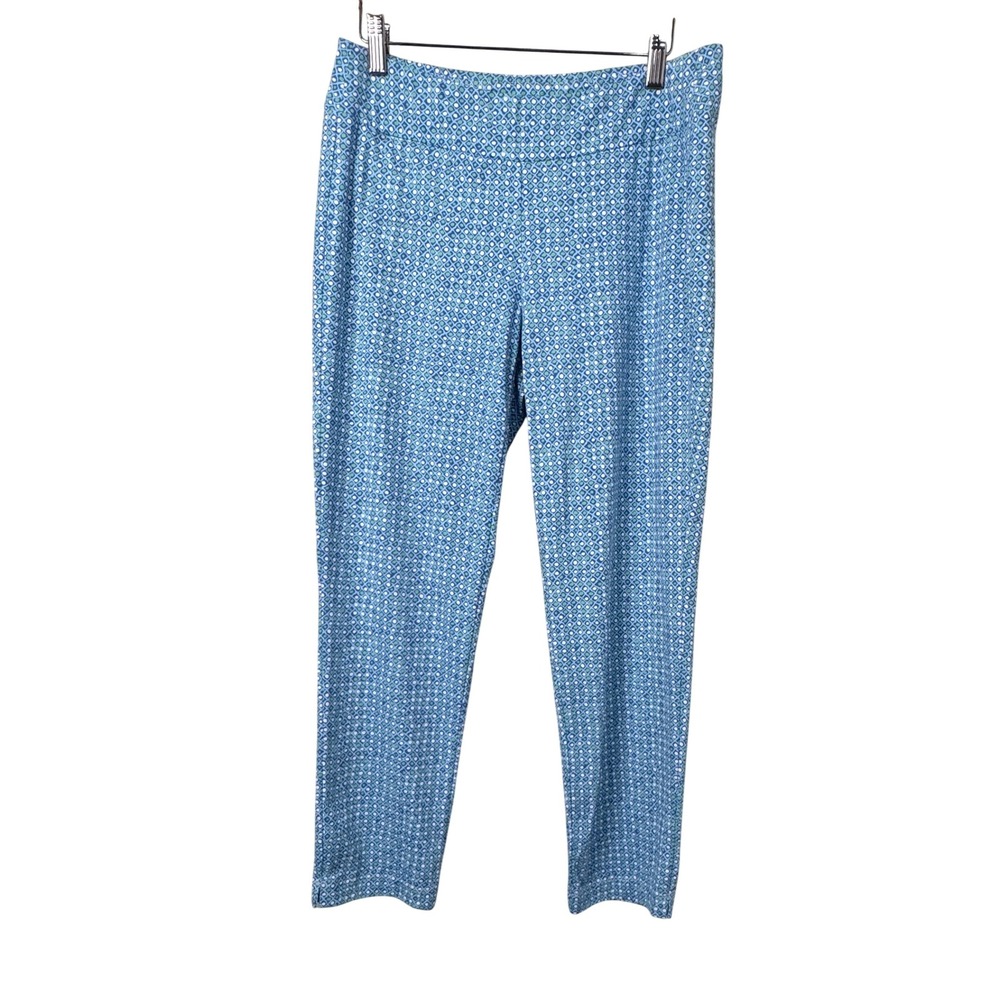 J.McLaughlin Catalina Cloth Blue Green Geometric Print Ankle Pants Golf Size M